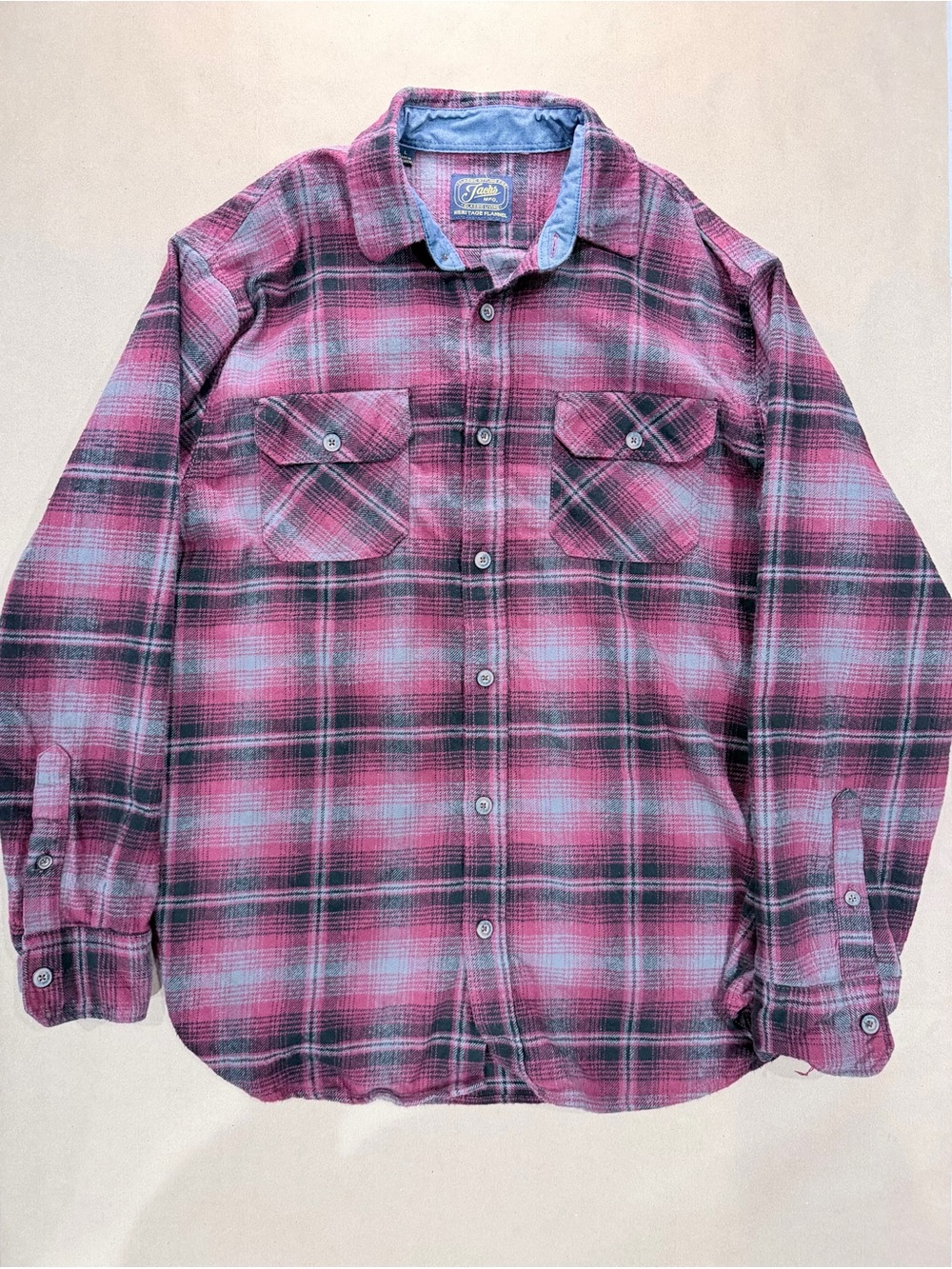 ACHS Heritage Flannel Shirt – Men’s L Red/Black/Grey Plaid 100% Cotton